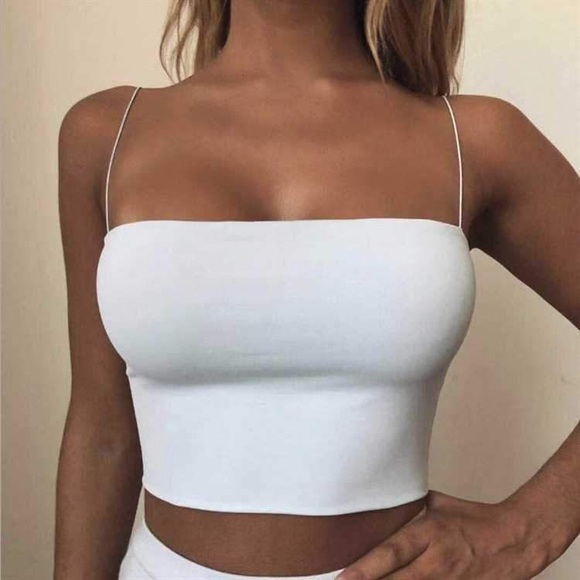 AE size small white crop top thin tank. Worn twice, looks brand new still - Picture 3 of 3